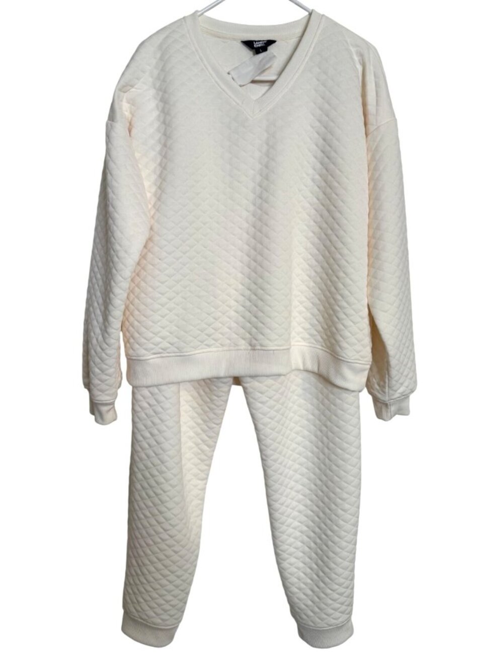 Lands' End Women's Size Large Two Piece Lounge Set Quilted Sweat Soft Pockets